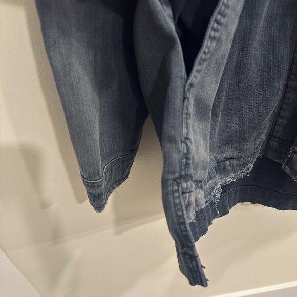 Free People Embellished Military Shirt Jacket Gray Distressed Beaded Patchwork - Picture 7 of 13